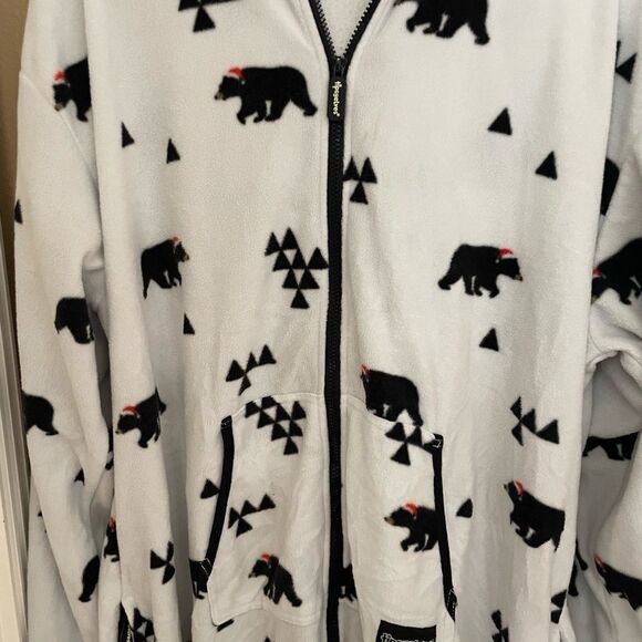 Tipsy Elves Black Bear Holiday Onesie 3X Bear Hood Pockets Excellent Condition - Picture 2 of 16